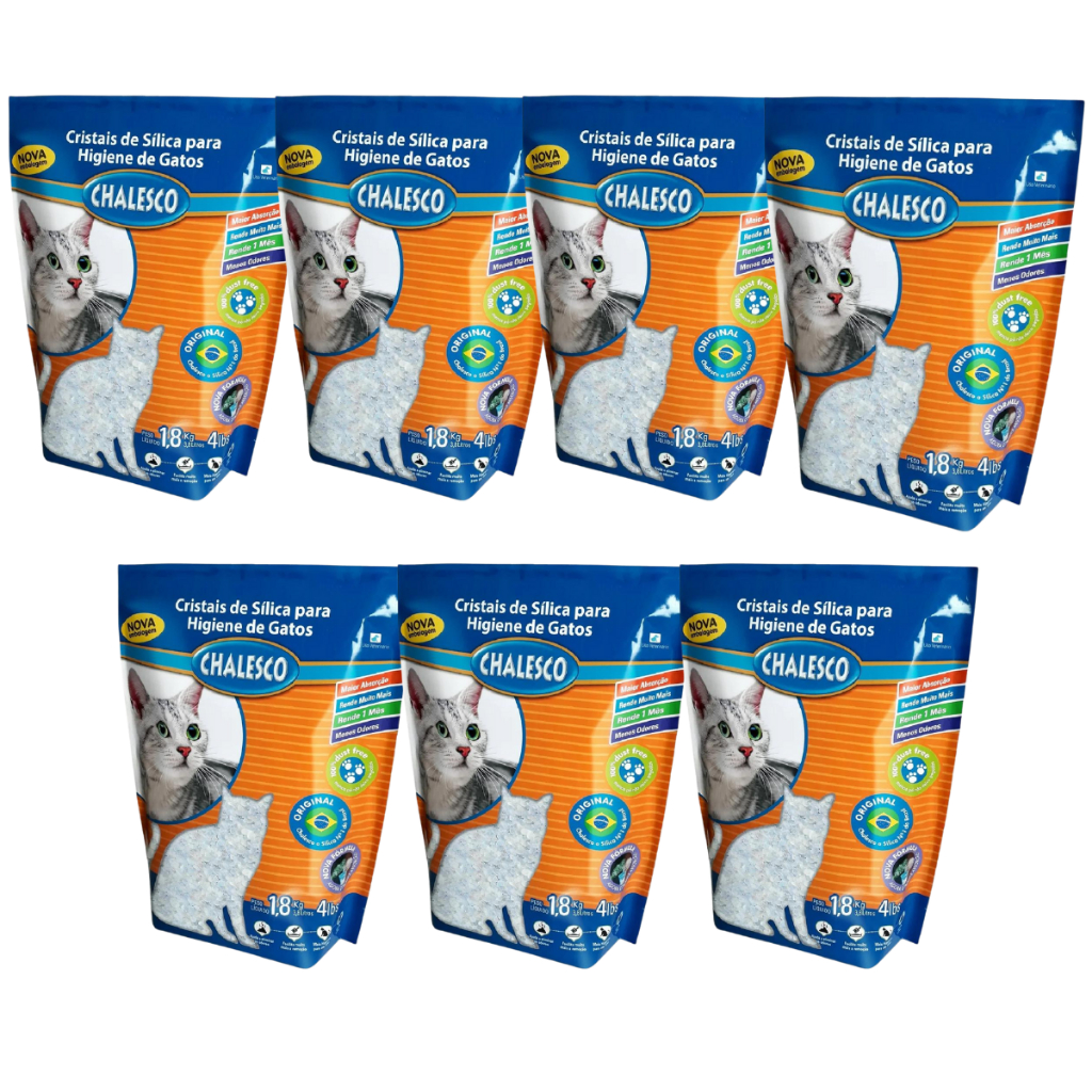 Kit 7 Areia Gato Sílica Grossa Premium 1,8kg Chalesco