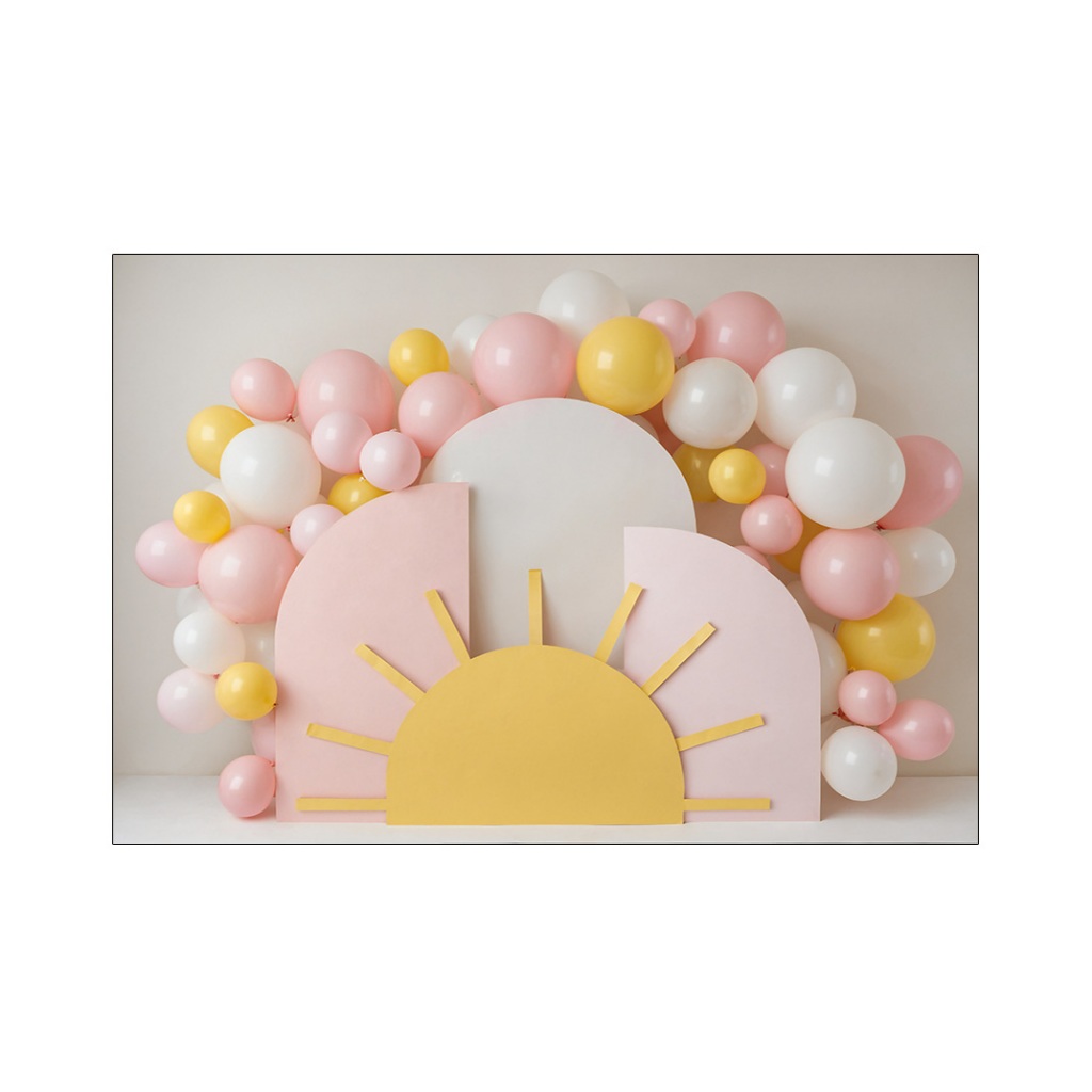 Fundo Fotográfico - Primeira Volta ao Sol Rosa E Amarelo 031 em Oferta na Shopee
