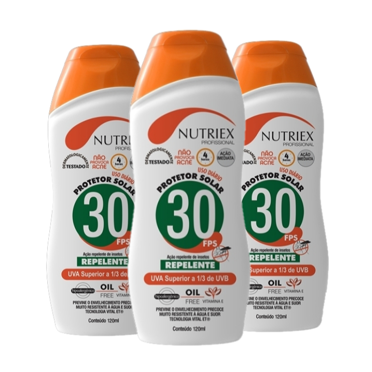 Kit 3 Protetor Solar Fps 30 C/ Repelente 120ml Nutriex