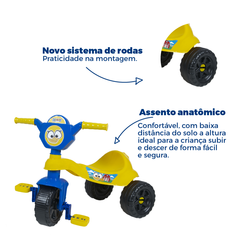 Detalhes do Triciclo Galinha Pintadinha a Partir 2 Anos - C/ Empurrador e Pedal - Certificado Inmetro
