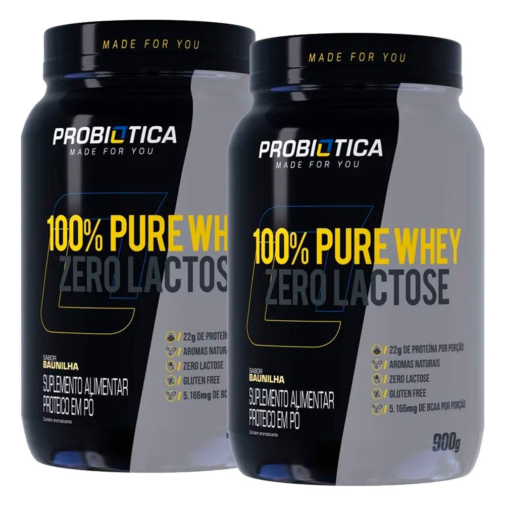 Kit 2x Whey Protein 100% Pure Zero Lactose - 900g cada - Probiótica
