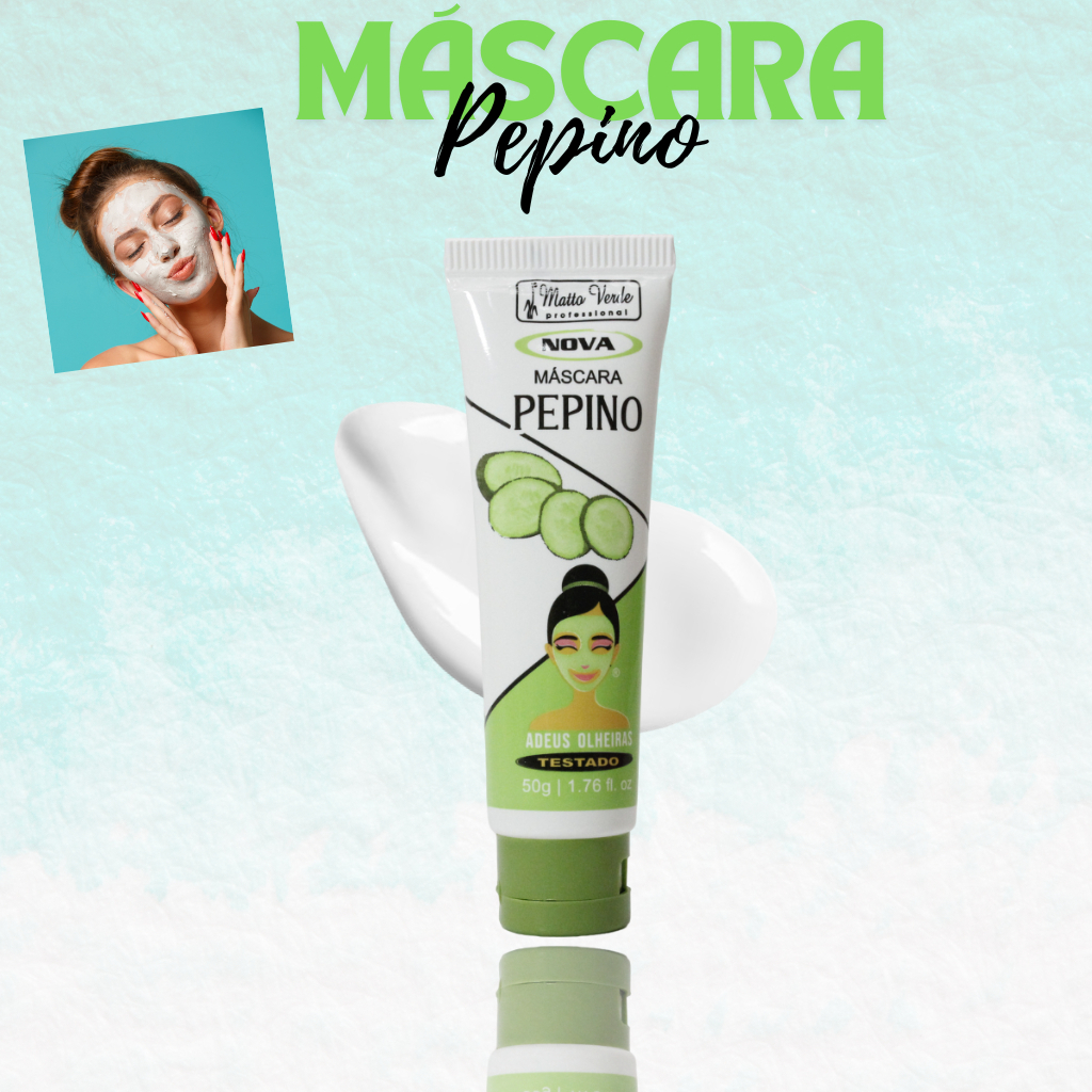 Máscara Facial de Pepino, Adeus Olheiras  com Extrato de Arroz e colágeno hidrolisado Matto verde