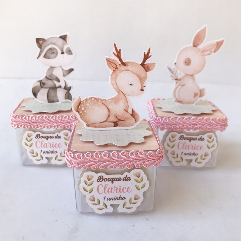 Caixa Acrílica Personalizada Bosque Encantado | Lembrancinha | Kit Festa | Aniversário Infantil