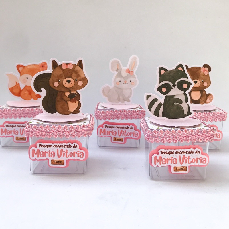 Caixa Acrílica Personalizados Bosque Encantado | Lembrancinha | Kit Festa | Aniversário
