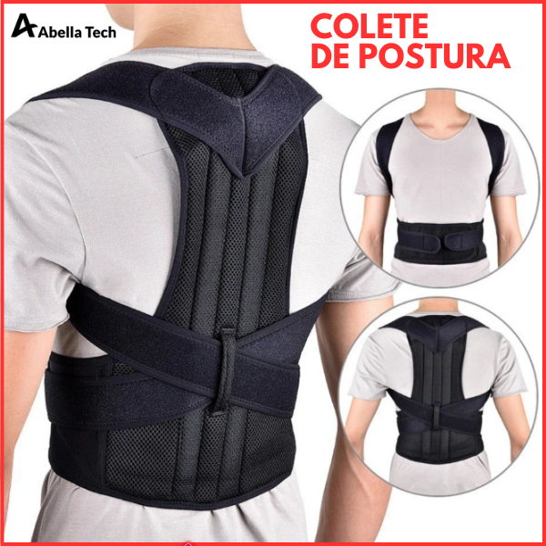 Colete Corretor Postural Coluna Cinta Reforçada Unissex para Coluna e Lombar com ajuste