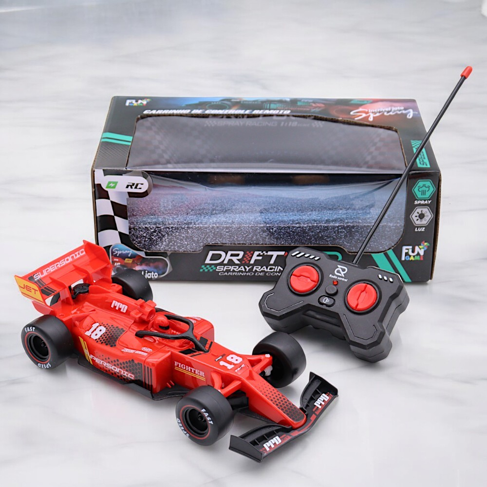 Carro Controle Remoto Fórmula 1 Drift Go Spray Racing Vermelho