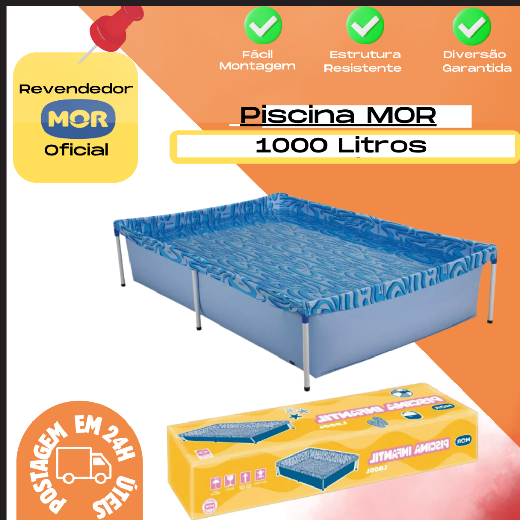 Piscina Infantil Retangular 1000 Litros Mor em Oferta na Shopee