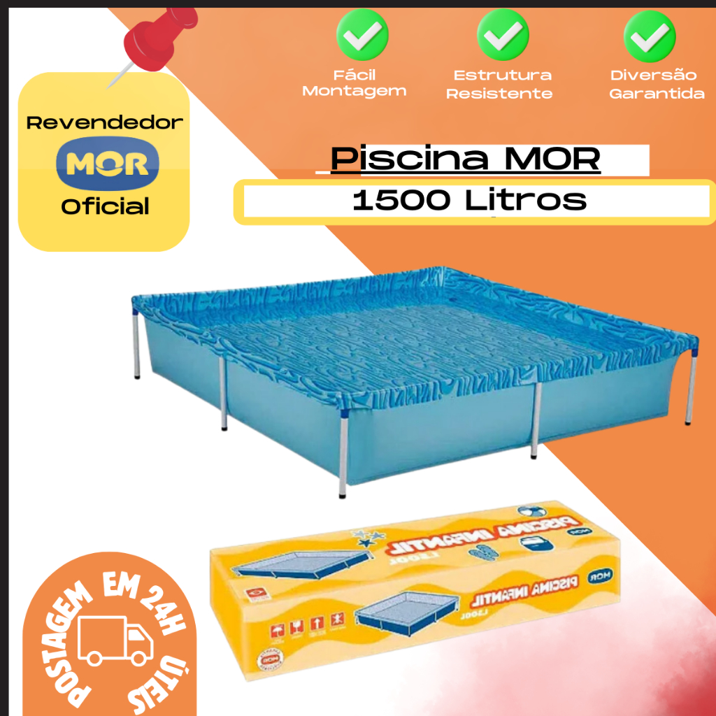 Piscina Infantil Quadrada 1500 Litros Mor em Oferta na Shopee