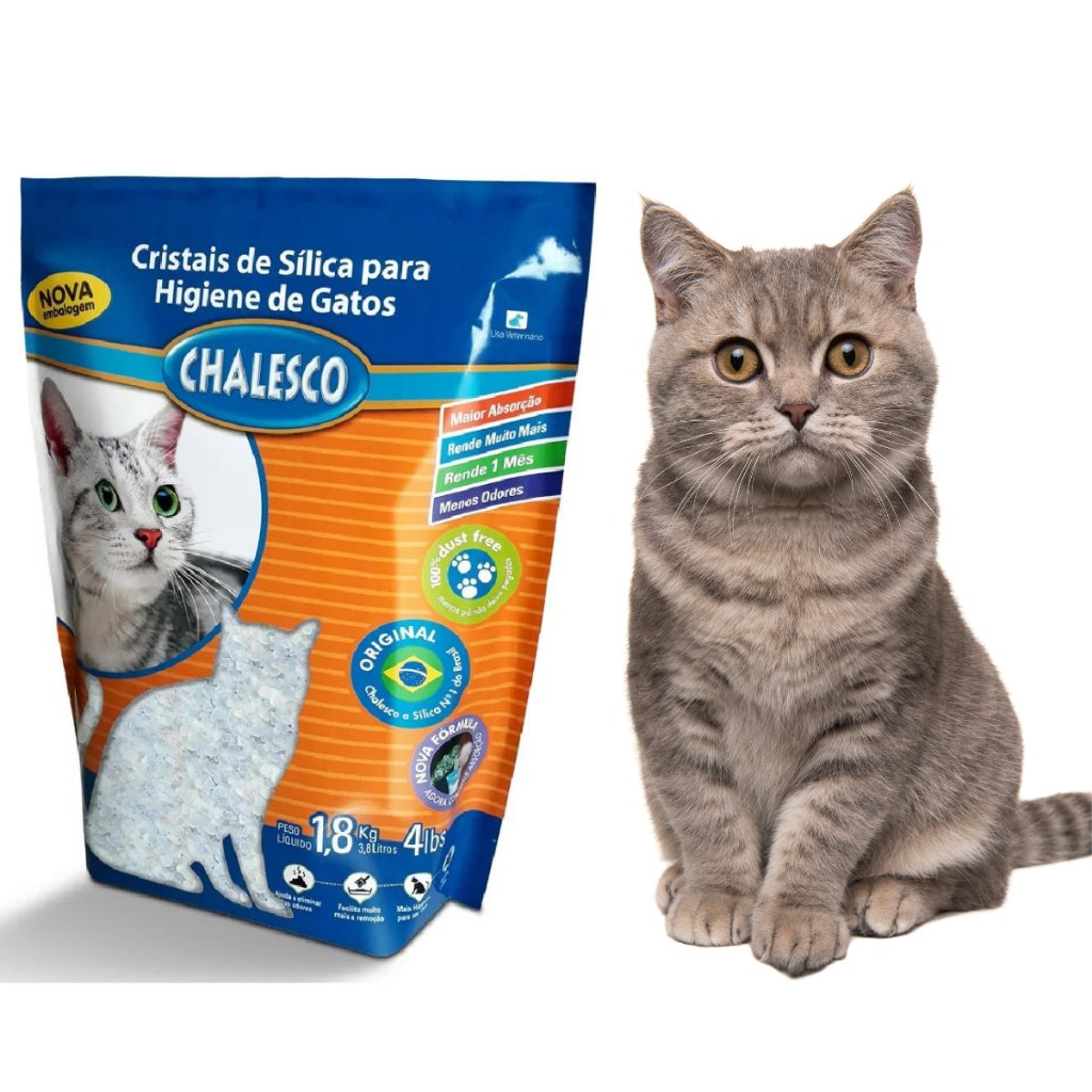 Kit 4 Areia Gato Sílica Grossa Premium 1,8kg Chalesco
