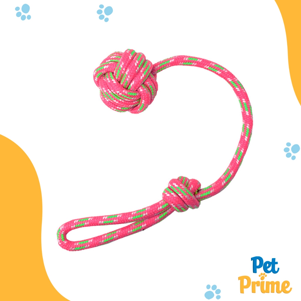 Brinquedo Cachorro Corda Mordedor com Bola 44 cm Rosa e Verde Savana Pet