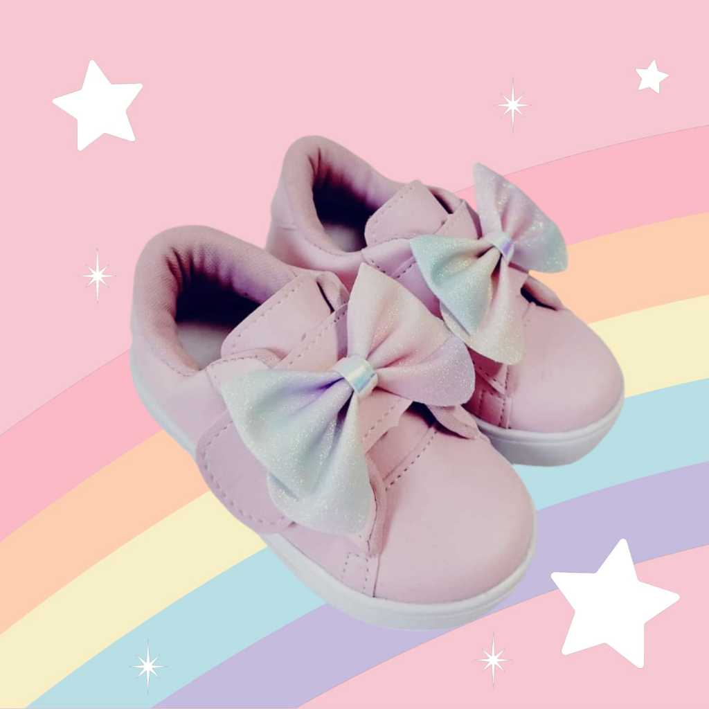 Tênis Infantil Menina Laço Brilho Estiloso. em Oferta na Shopee
