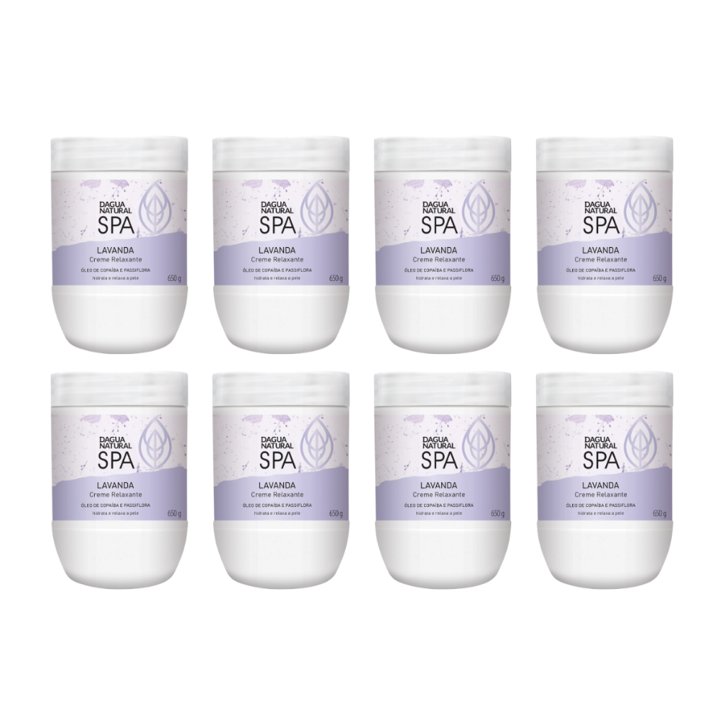 Kit 08 Creme SPA Lavanda Relaxante de Massagem Copaíba e Passiflora Dagua Natural