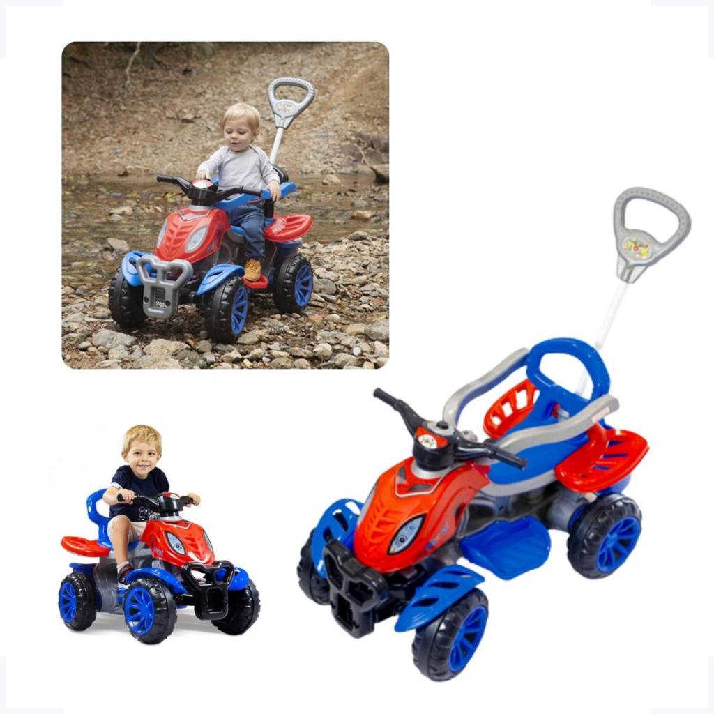 Quadriciclo Infantil Spider Unicornio Menina Menino Colorido Carrinho Passeio Empurrar Criança Brincar Diversão Brinquedo Pedal Totokinha Andador Spiderman Motoca