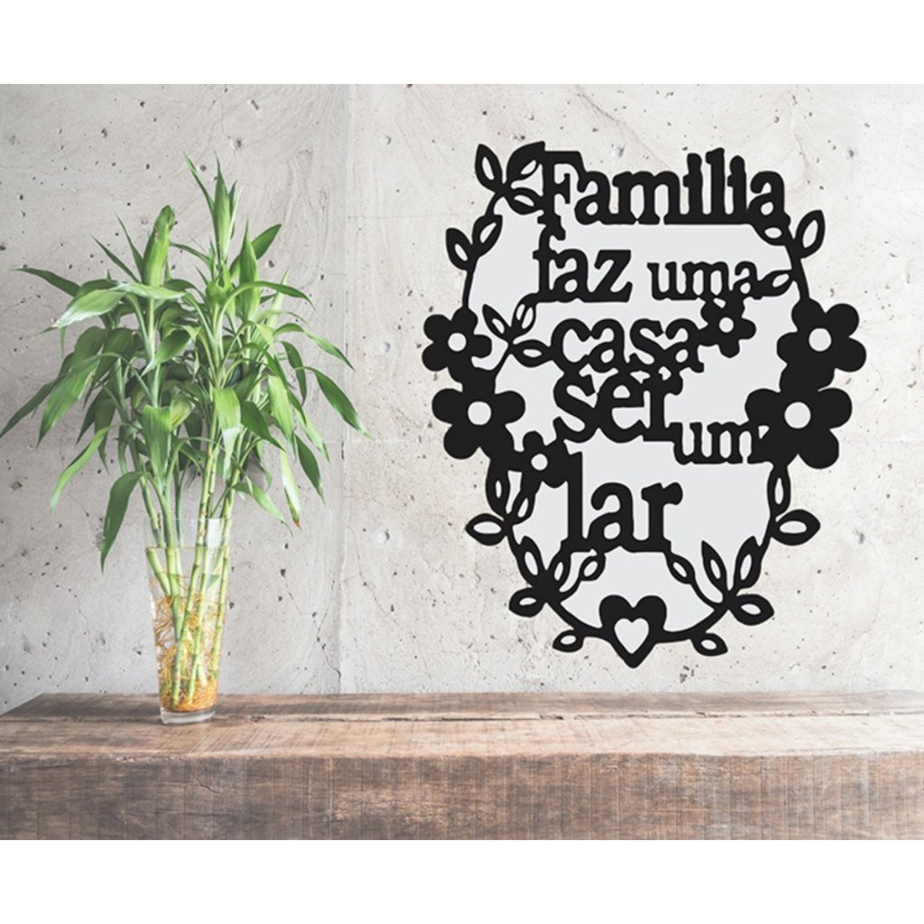 Kit com 3 unidades Aplique recorte em MDF CRU Frase Decorativa Familia faz uma casa ser um lar em MDF CRU 7 cm de altura 3 mm enfeite decoração quadro caixas presente lembrancinha ecc igreja casais cha de casa nova