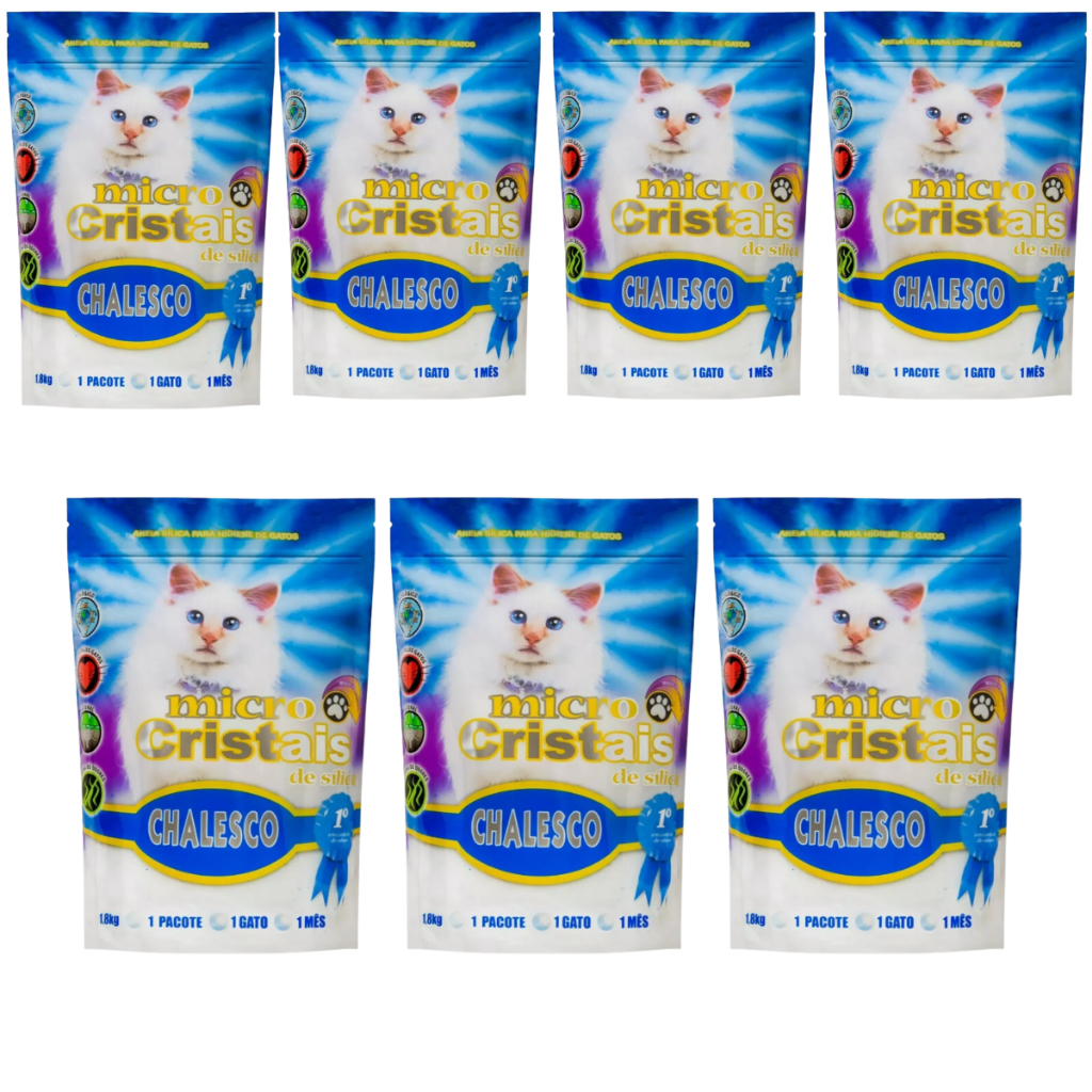 Kit 7 Areia Gato Sílica Fina Premium 1,8kg Chalesco em Oferta na Shopee