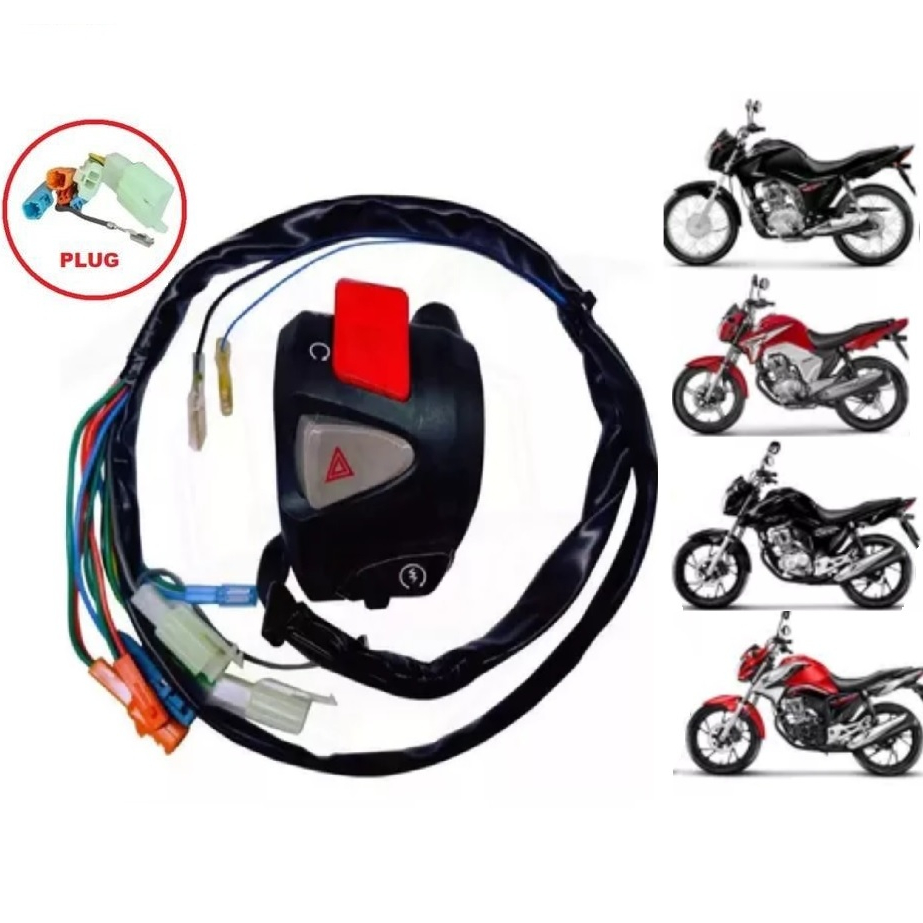 Punho Partida Cb500 Honda Cg Titan Fan Start Pisca Alerta Com Plugs em Oferta na Shopee