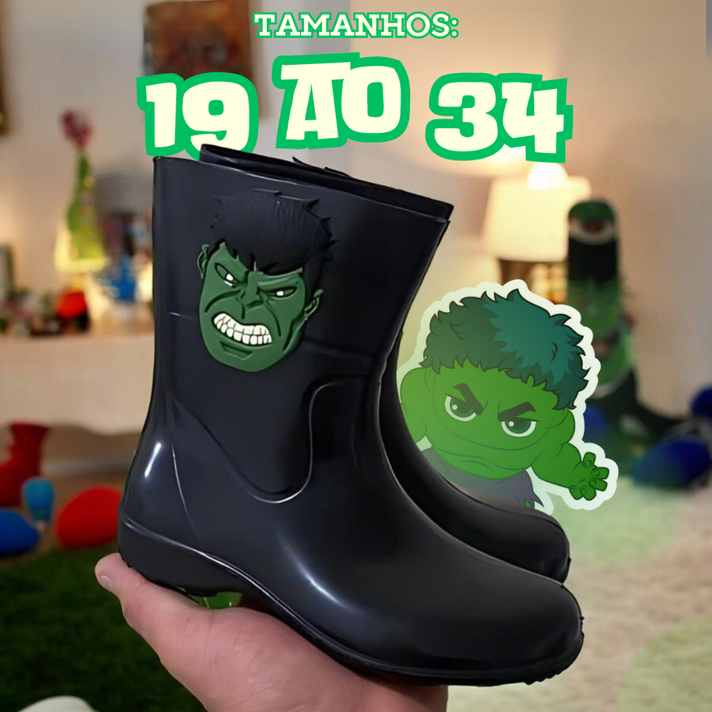 Bota Infantil Galocha Juvenil Masculina 19 AO 34 Bota Impermeavel