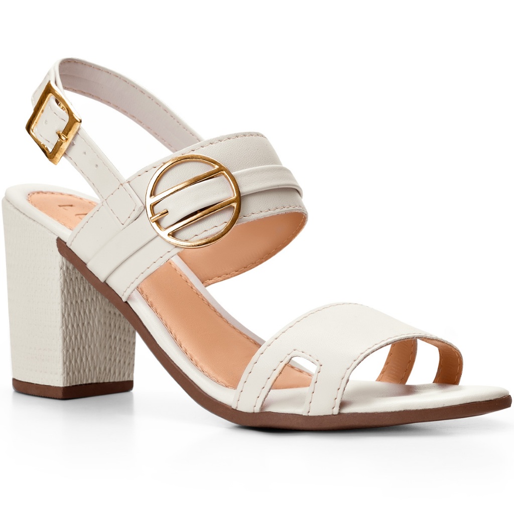 Sandália Feminina Lumiss Salto Alto Bloco Confortável Fivela