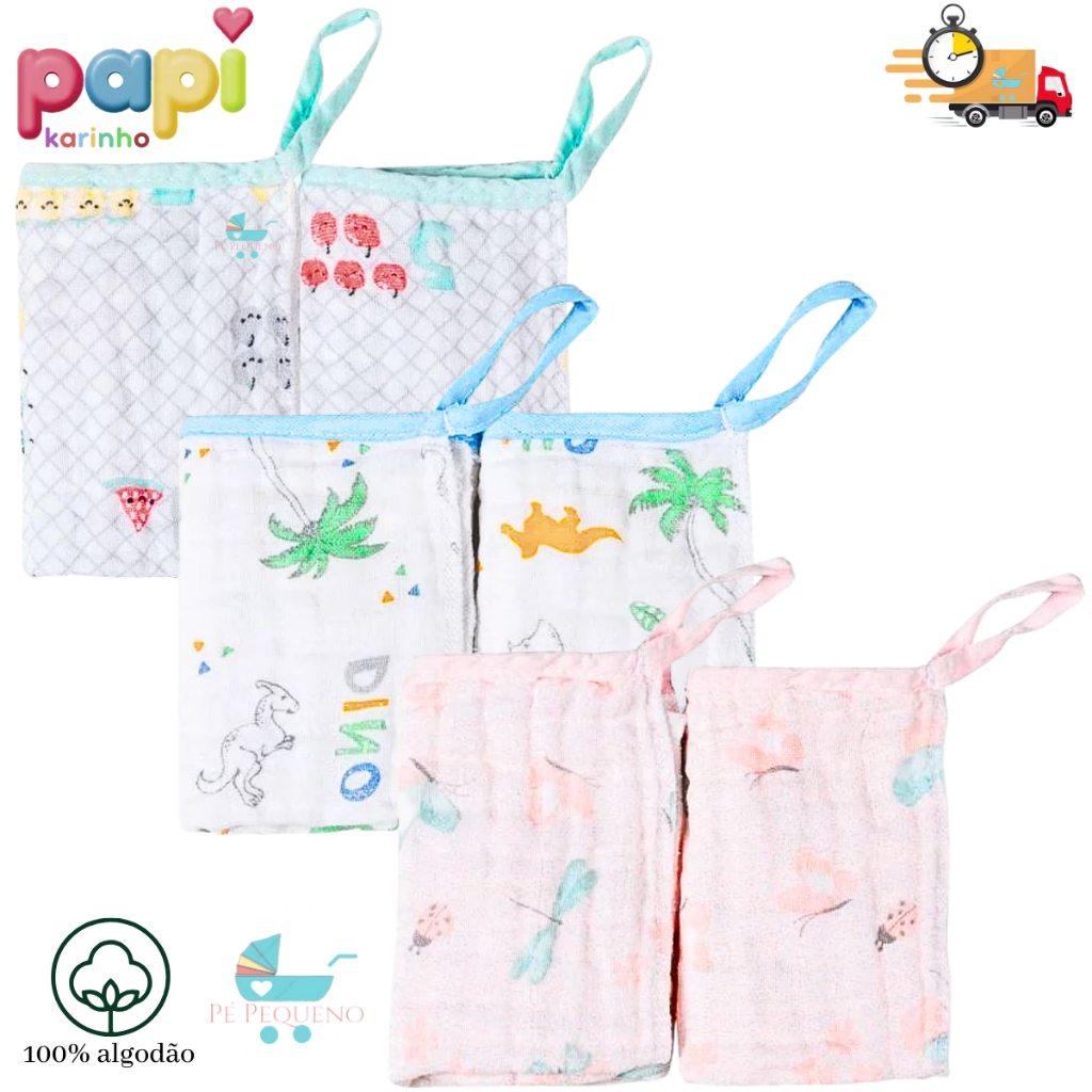 Pano De Boca Bebê Babete 2 Unidades Malha Dupla Top De Linha Com Prendedor de Chupeta Babete – Papi