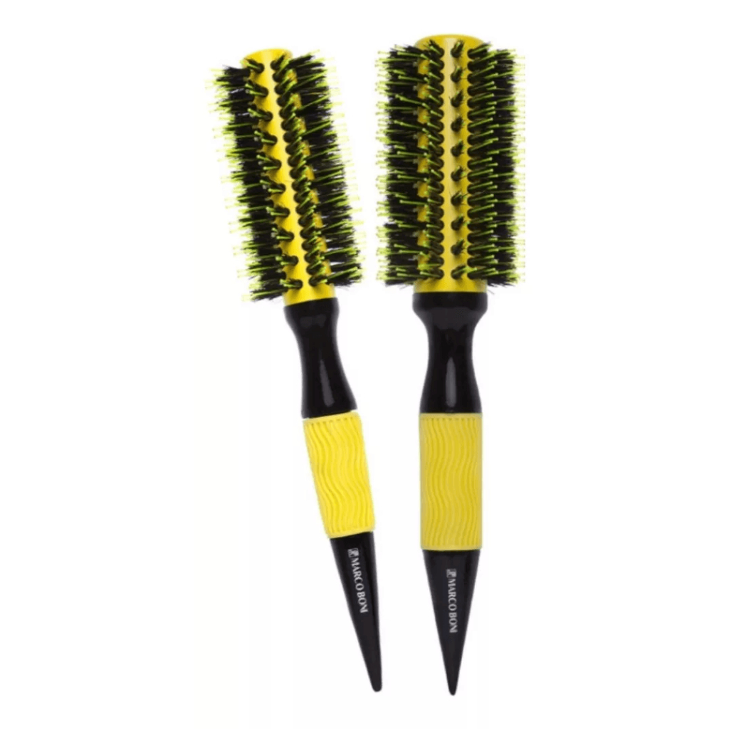 Kit 2 Escovas Térmicas Marco Boni Ceramic Yellow 47mm e 57mm para Modelar e Alisar Cabelos