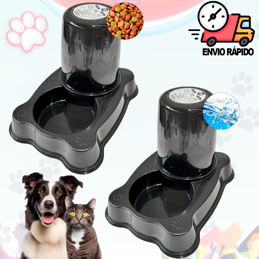 Kit Comedouro Bebedouro Automático Reservatório Para Cães