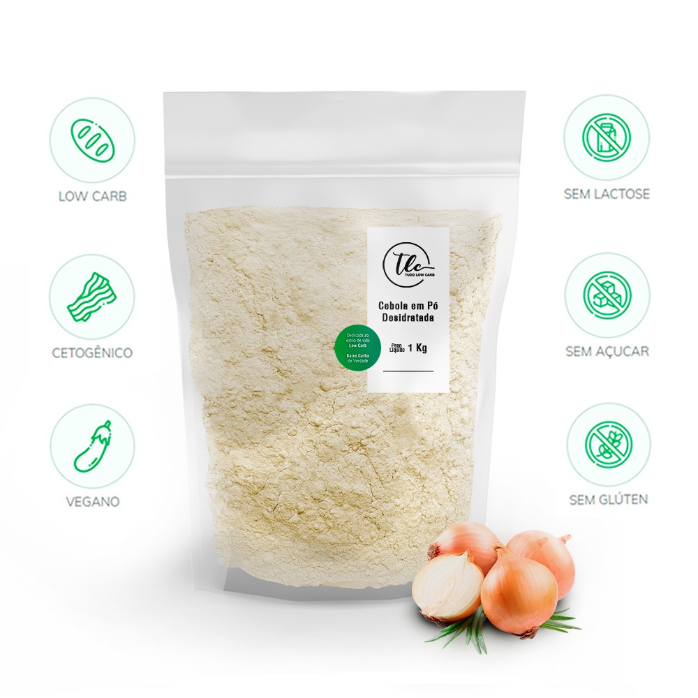Detalhes do Cebola em Pó 200g ~ 1 Kg Tempero Natural Zero Sódio Sem Glúten TLC Tudo Low Carb