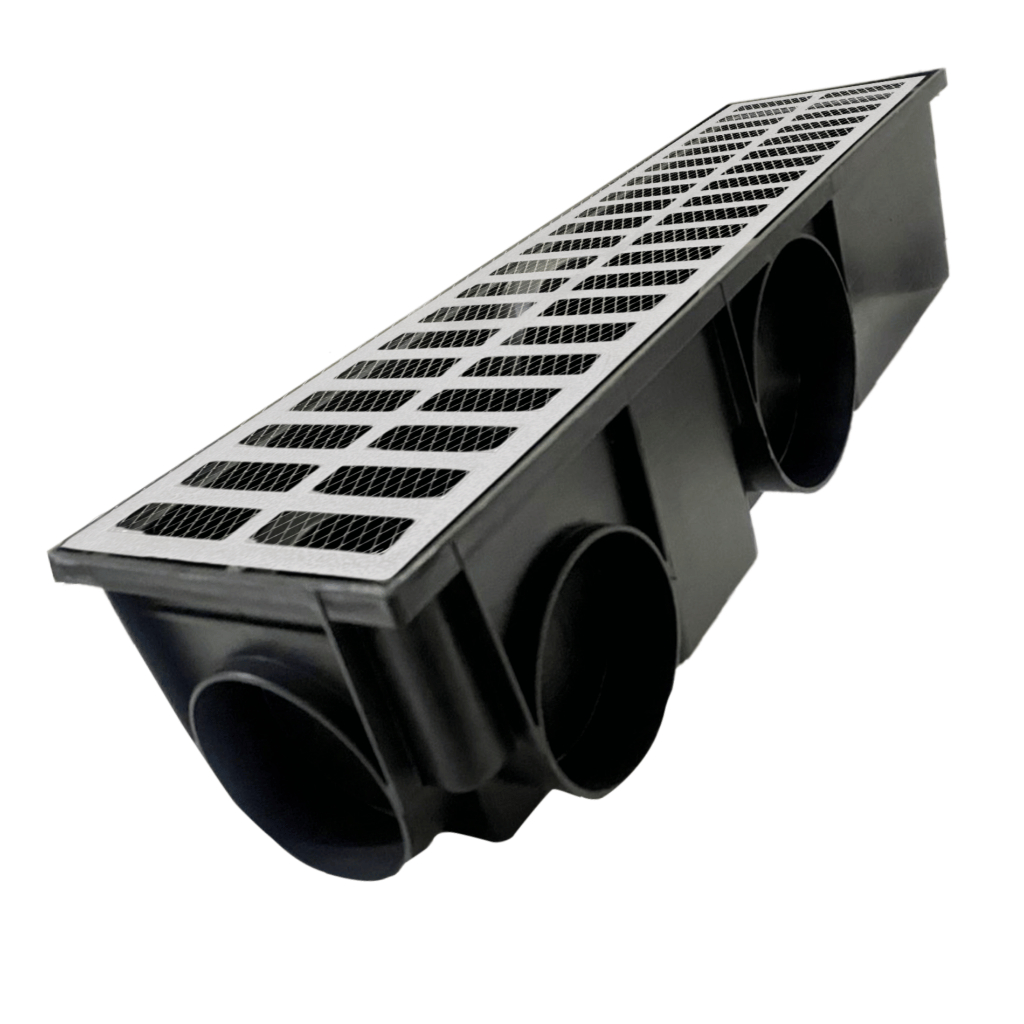 Ralo Linear Premium Guvi 15x50 Grelha de Alumínio coletor Modular com 6 saídas laterais e tela anti inseto