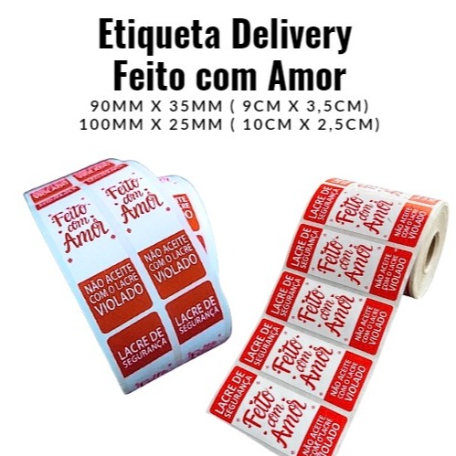 Etiqueta Lacre Segurança Feito com Amor Rolo c/ 1000 Etiquetas.