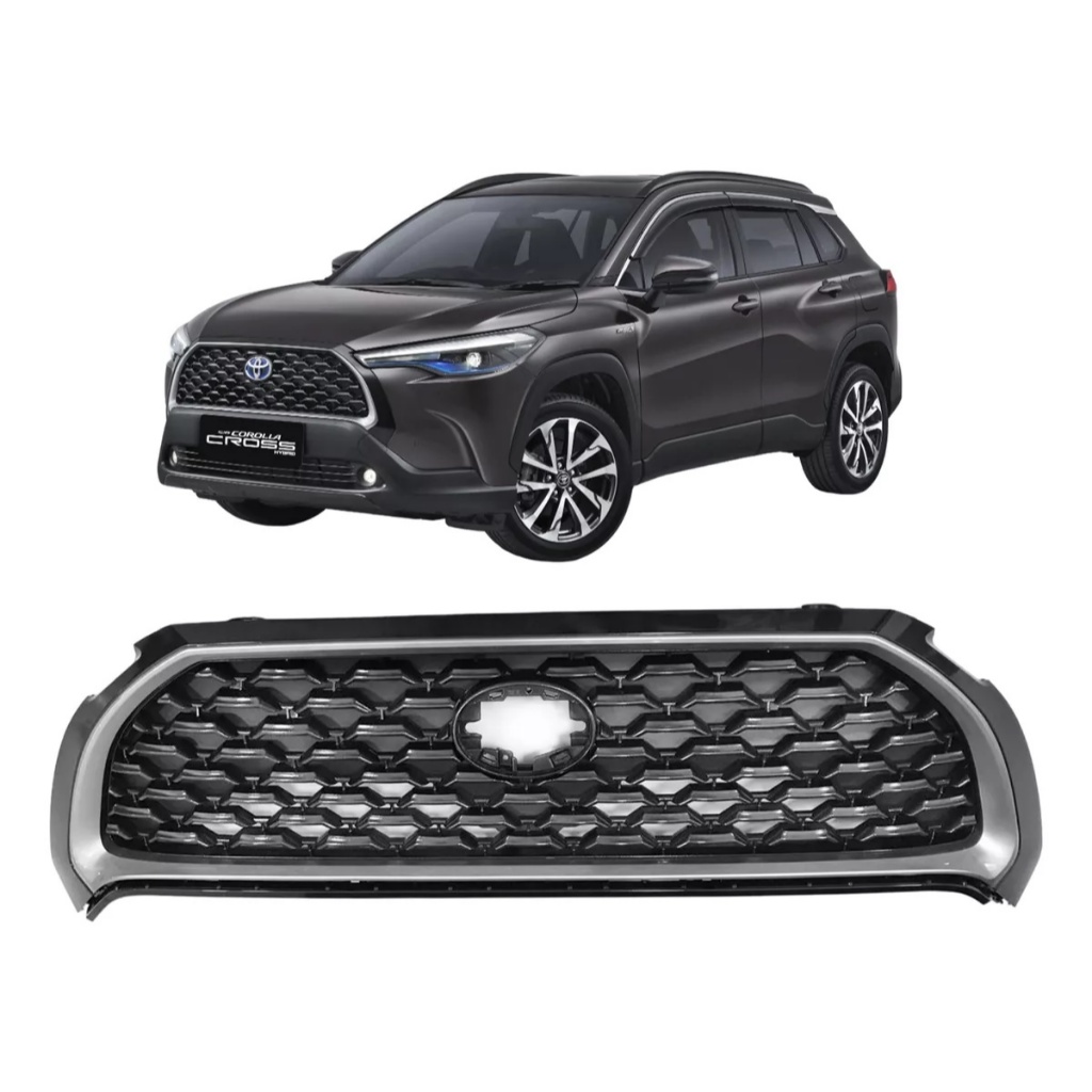 Grade Radiador Dianteira Corolla Cross 21/24 Black Piano Com Moldura Cinza