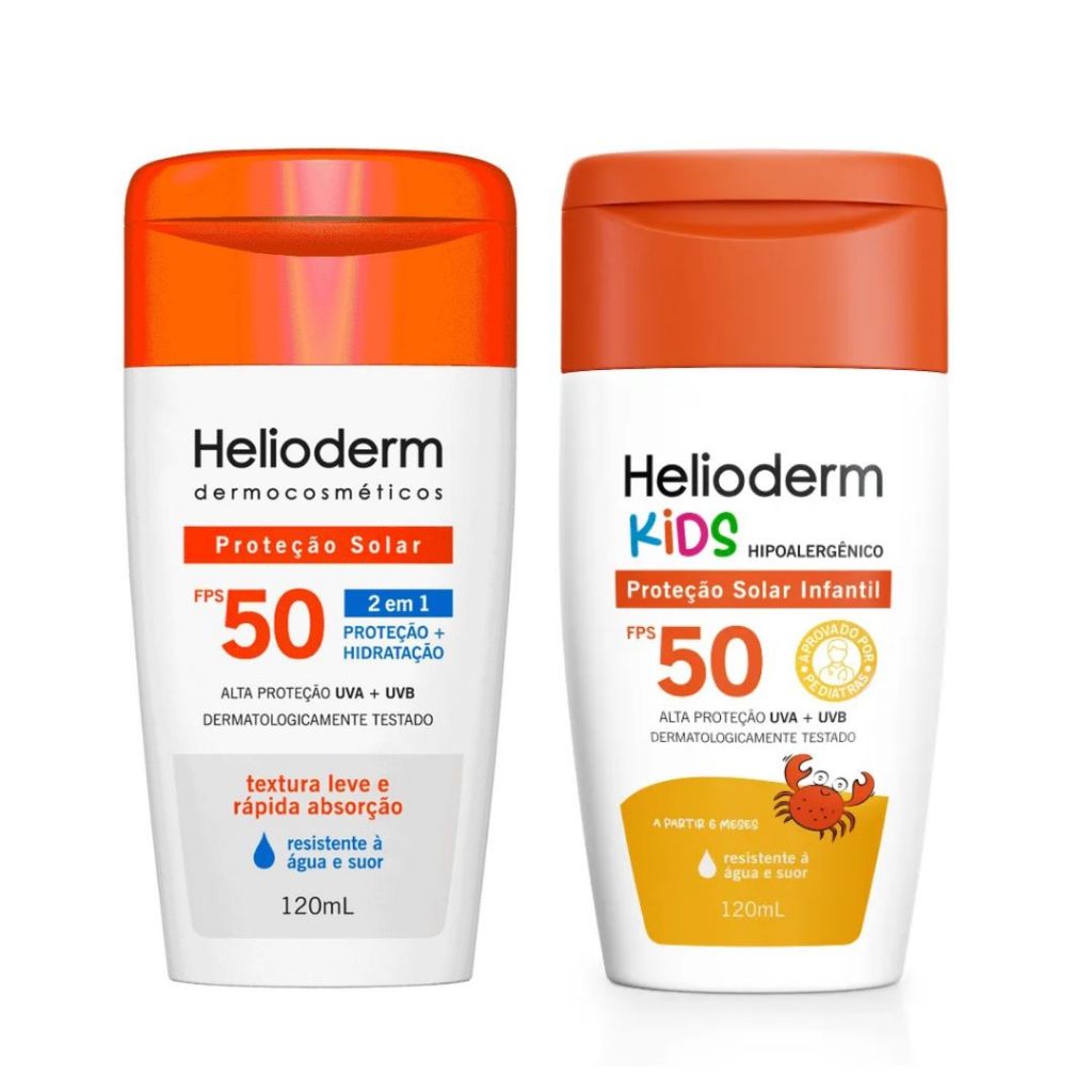 Kit Protetor Solar Infantil Helioderm Kids FPS 50 120ml + Protetor Solar Helioderm FPS 50 120Ml
