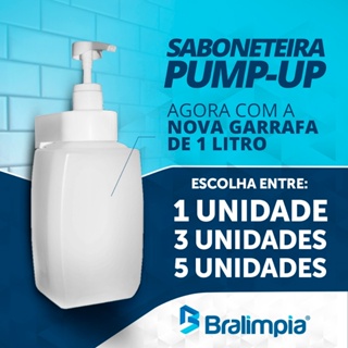 Saboneteira PUMP UP Capacidade 1 Litro BRALIMPIA em Oferta na Shopee