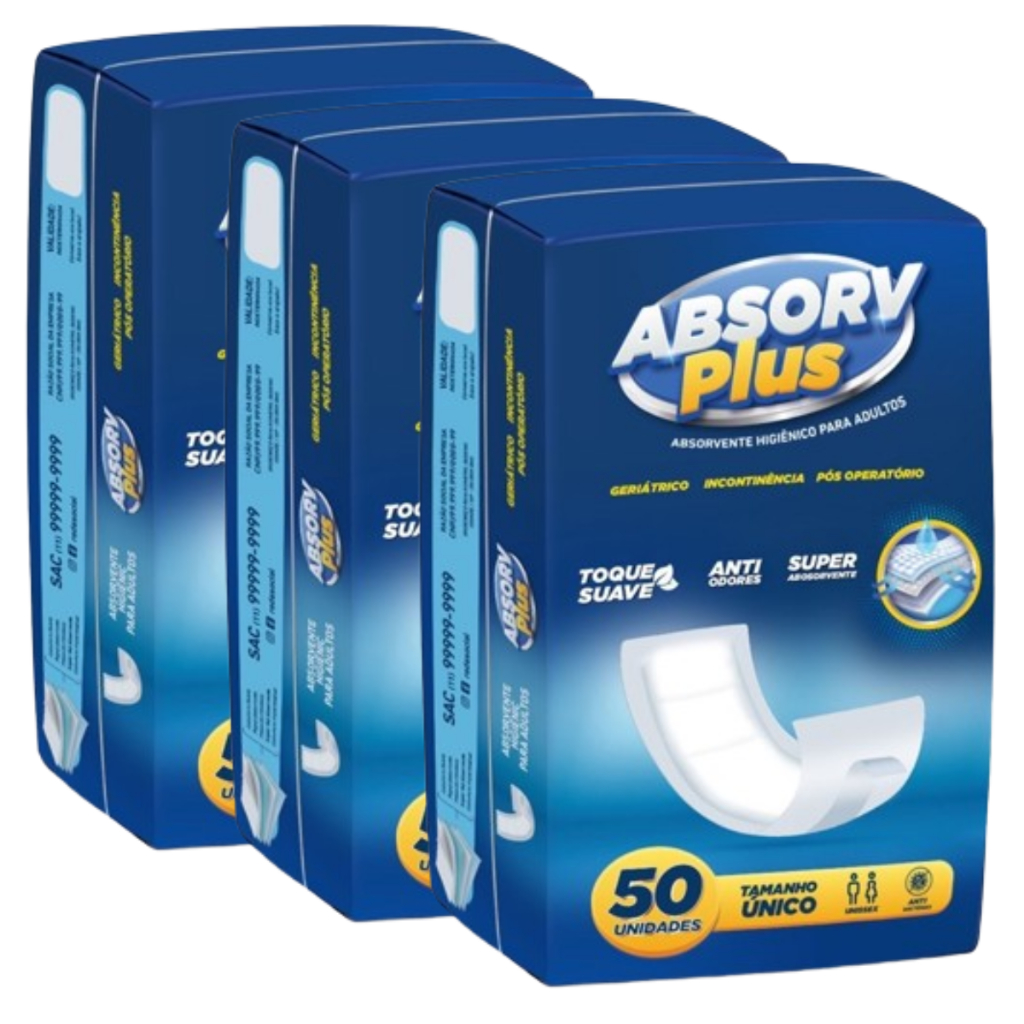 Kit 3 Absorvente Geriátrico Absorv Plus - Total de 150 Unidades em Oferta na Shopee