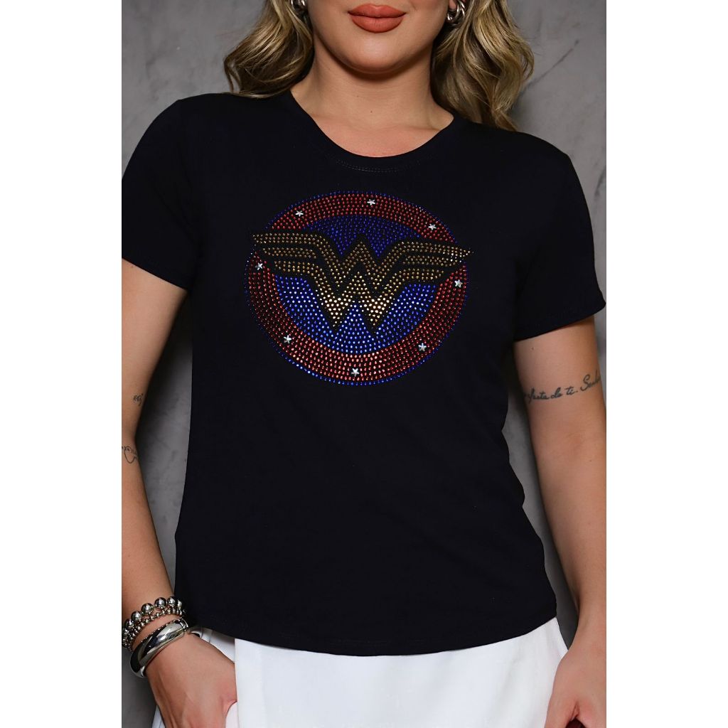 Blusa Feminina Camiseta T-shirt Mulher Maravilha em Oferta na Shopee