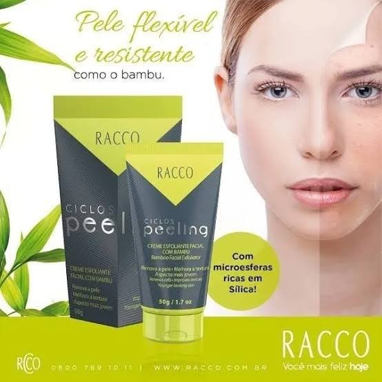 CREME ESFOLIANTE FACIAL COM BAMBU CICLOS PEELING RACCO