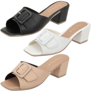 Tamanco Fivela Regulagem Salto Social Bico Quadrado em Oferta na Shopee