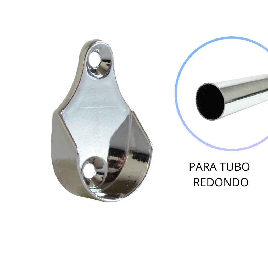 4 Peças - Suporte Lateral Para Guarda Roupa Tubo Cabideiro Redondo Com Parafusos de Fixação — imagem 2 de 2