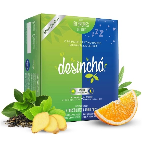 Desinchá Misto Dia E Noite 30 Dias 60 Sachês 100% Original em Oferta na Shopee