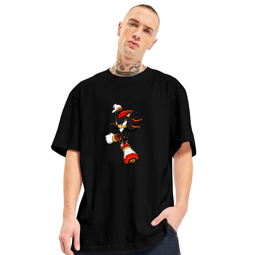 Oversized Camisa Street Sonic Preto Veloz Shadow Jogo Old