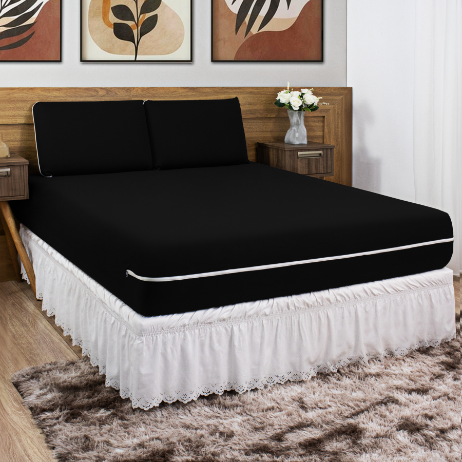 Kit Capa Para Colchão Padrão + 2 Capas de Travesseiro (Fronha) 50x70 em Malha Gel (Helanca) em Oferta na Shopee