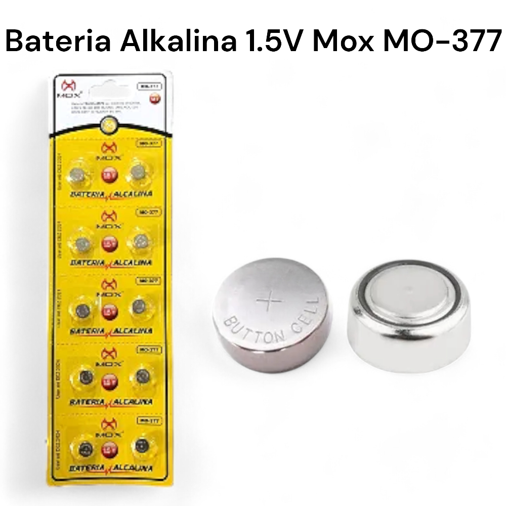 Bateria Alcalina 1.5V 2,6 MM MO-377 Cartela com 10 Baterias