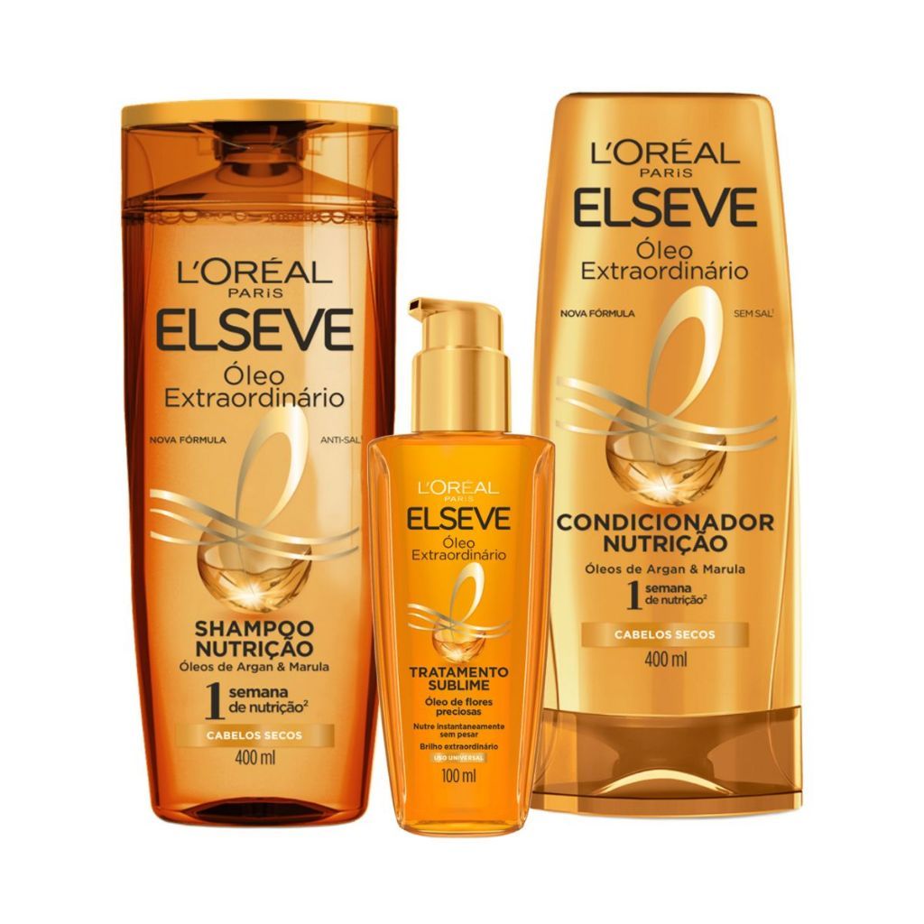 Kit Óleo Extraordinário L'Oréal Paris Elseve Shampoo 400ml + Condicionador 400ml + Óleo Ex...