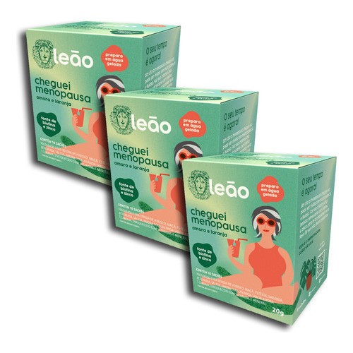 Combo Chá Leão Fases Cheguei Menopausa - 3 Caixas 30 Sachês em Oferta na Shopee