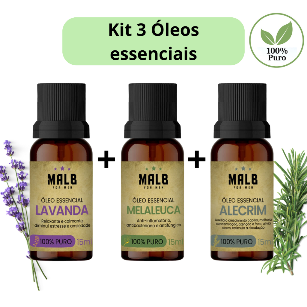 Kit 3 Óleo essencial Lavanda, Alecrim, Melaleuca 100% puro em Oferta na Shopee