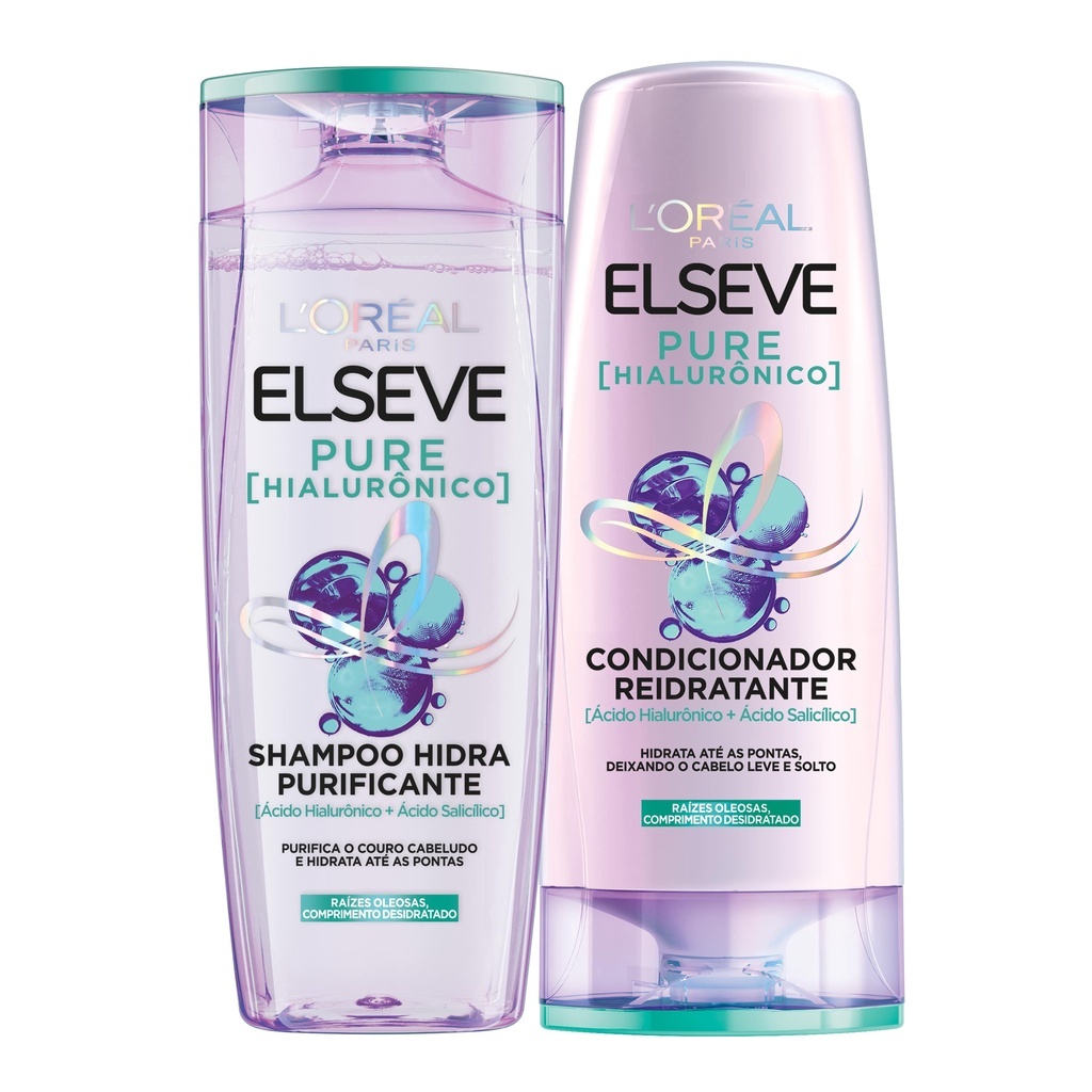 Kit Shampoo L'Oréal Paris Elseve Hialurônico Pure 400ml + Condicionador L'Oréal Paris Elseve Hialurônico Pure 400ml