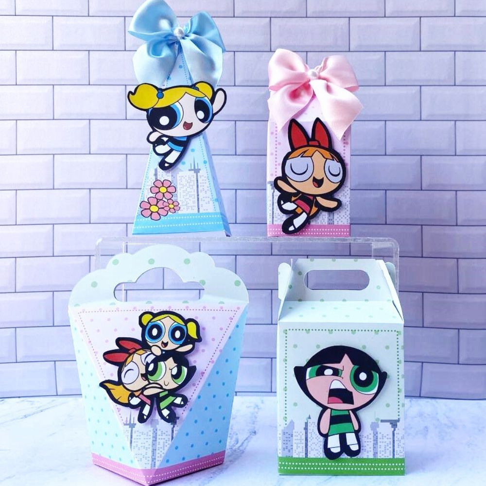 kit festa de aniversário Meninas Super Poderosas - lembrancinhal - caixinha personalizada - Mesversario - Envio Rápido