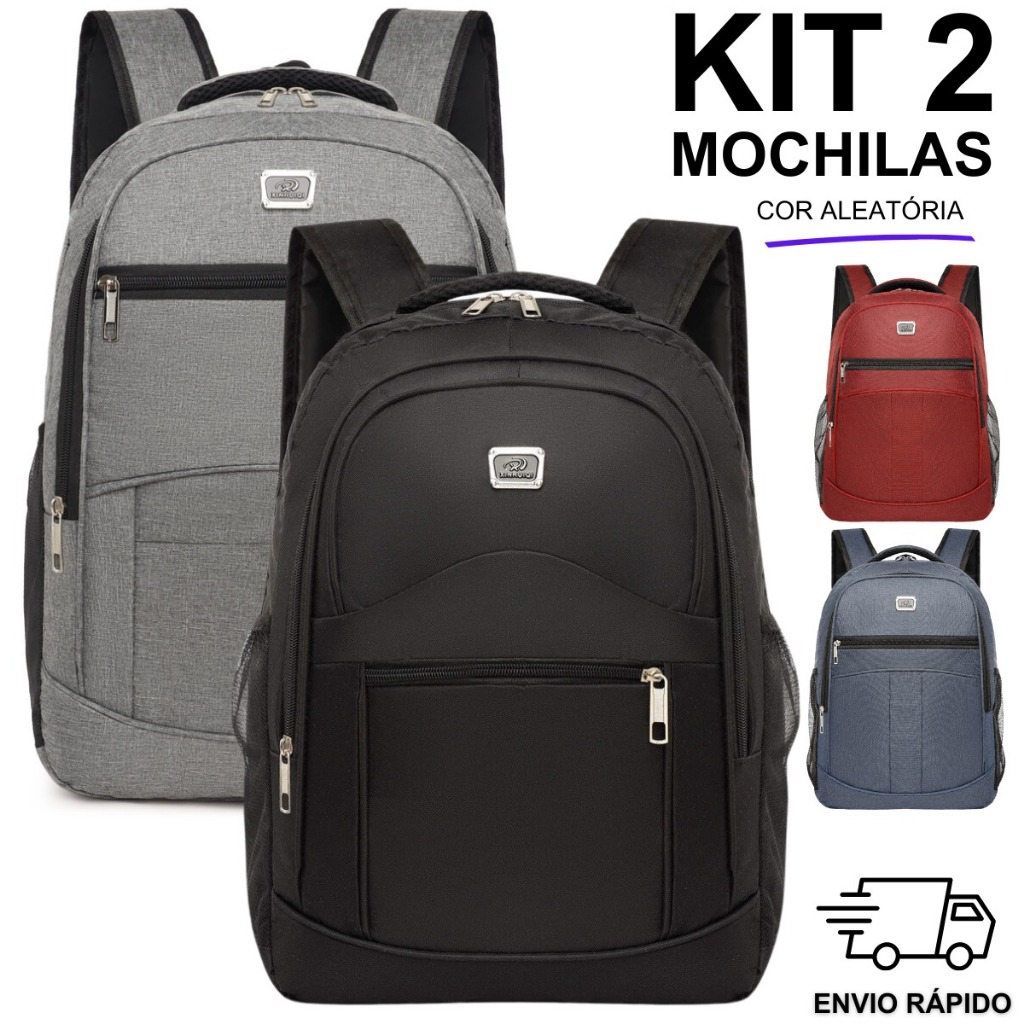 Kit 2 Mochilas Bolsa Mala Reforçada Notebook Impermeável Coreana - Cor Aleatória