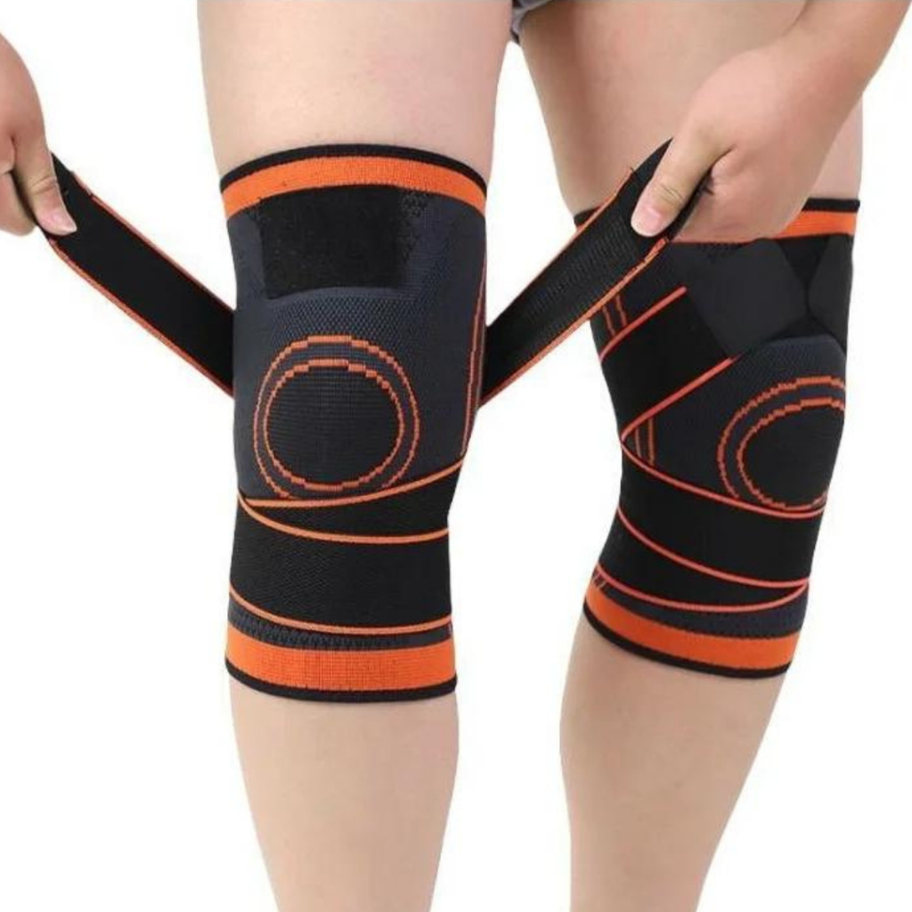 kit 2x tensor joelho joelheira elástica flexível ajustável alta faixa de compressão articulada 3d esportiva academia