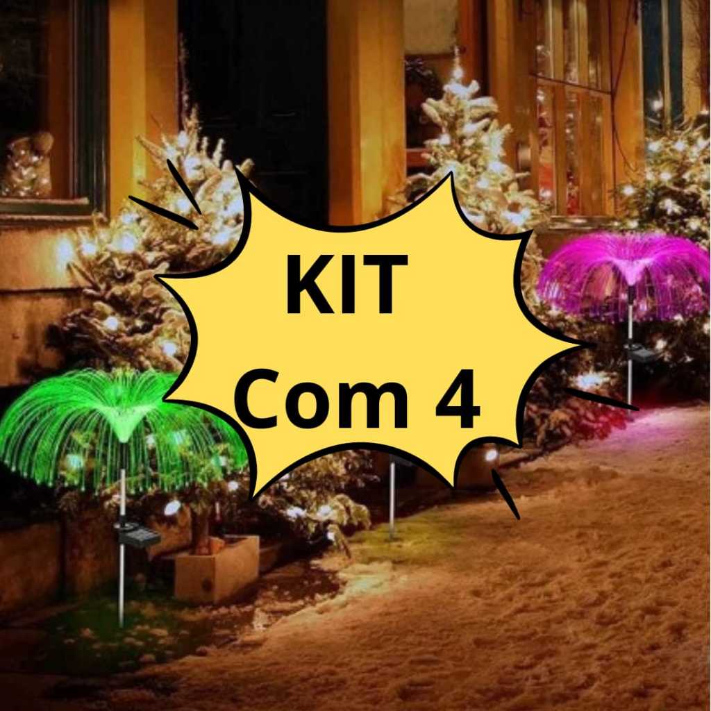 KIT COM 4 Luminaria Lâmpada Para Jardim Solar Luzes De Nata À Prova D'água Decoração MT149 (E)