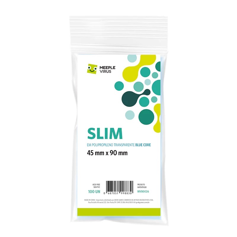 Sleeves Slim (45x90) Blue Core Meeple Virus Jogos de Tabuleiro