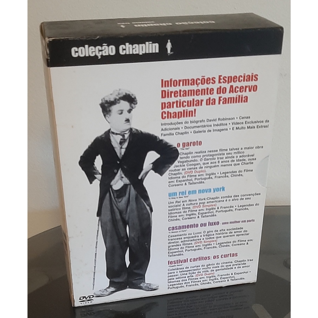 Box Charles Chaplin Vol 3 - 6 DVDs com luvas - O Garoto - Um Rei Em Nova York - Casamento ou Luxo - Curtas